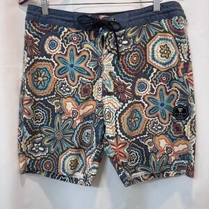 Vissla Creators Innovators Board Shorts Mens Size 34 Blue Floral Cotton Coconut